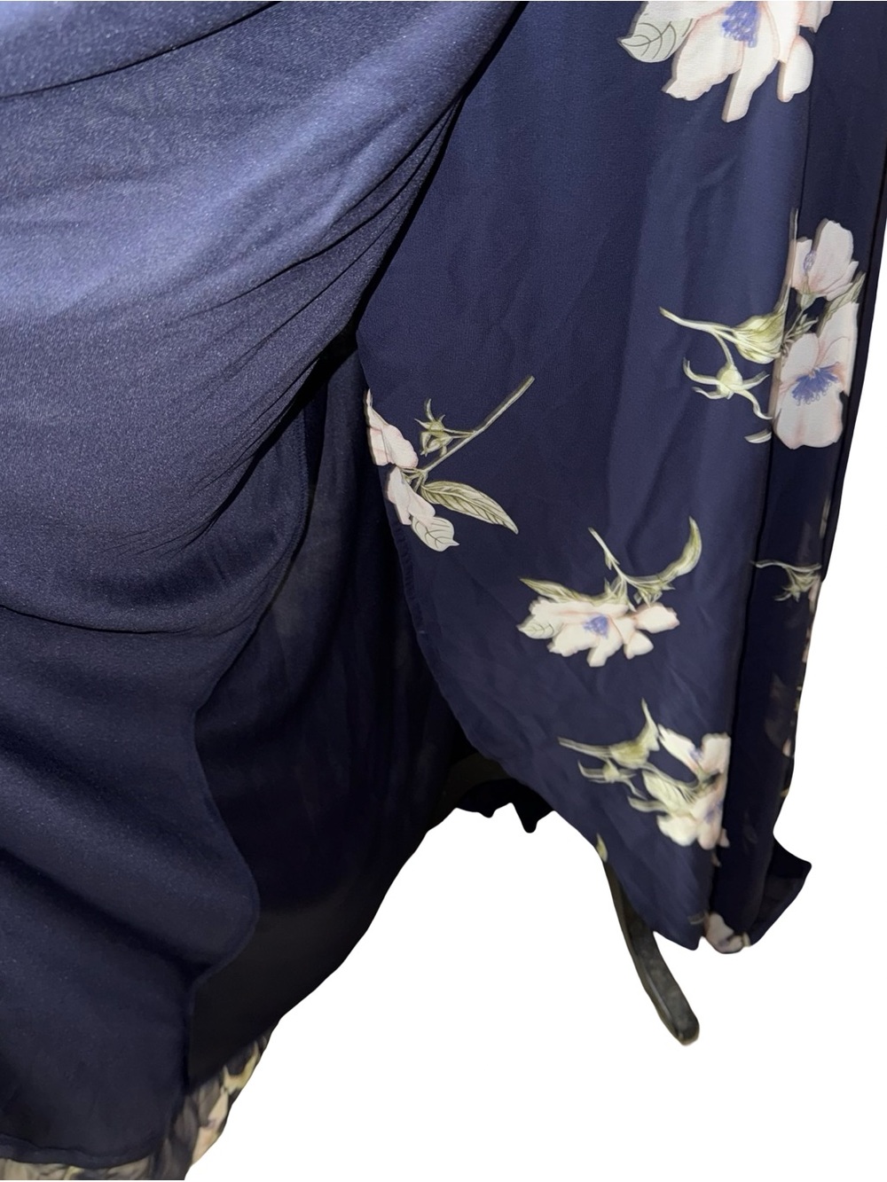 Lulus All Mine Navy Blue Floral Print High-Low Wrap Dress women’s XL - Picture 3 of 14